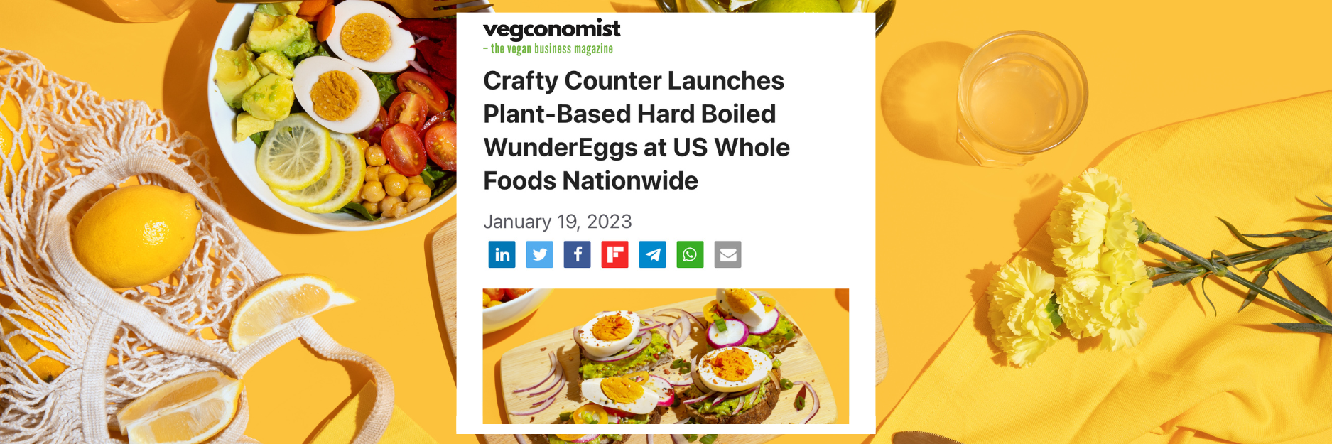 Vegconomist covers the launch of Hard Boiled WunderEggs