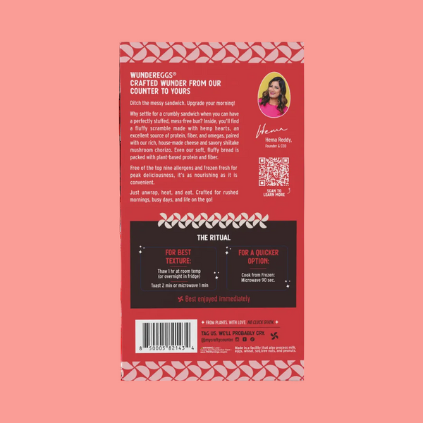 Back of packaging for WunderEggs Chorizo and Egg Protein Buns 